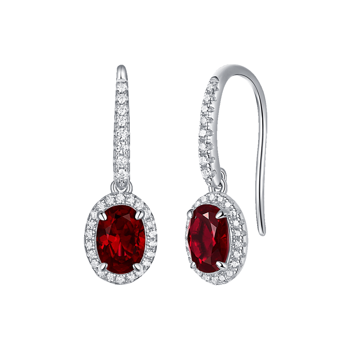 XSE0101培育彩宝S925银镀白金耳环蛋形1.0ct