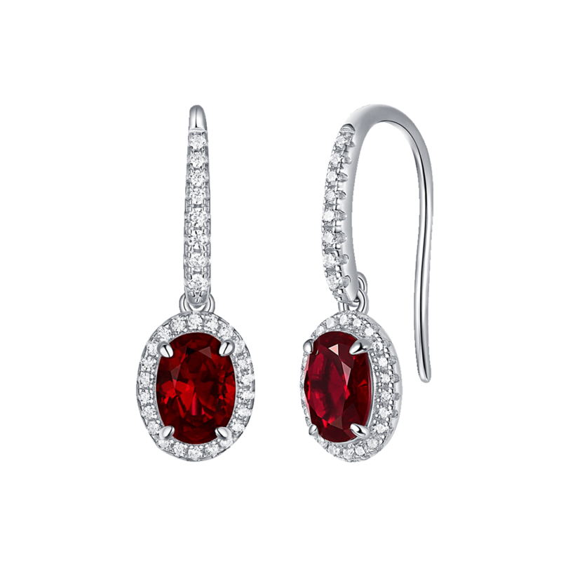 XSE0101培育彩宝S925银镀白金耳环蛋形1.0ct