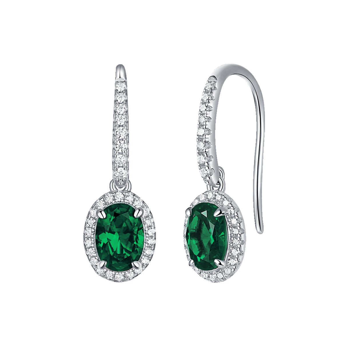 XSE0101培育彩宝S925银镀白金耳环蛋形1.0ct