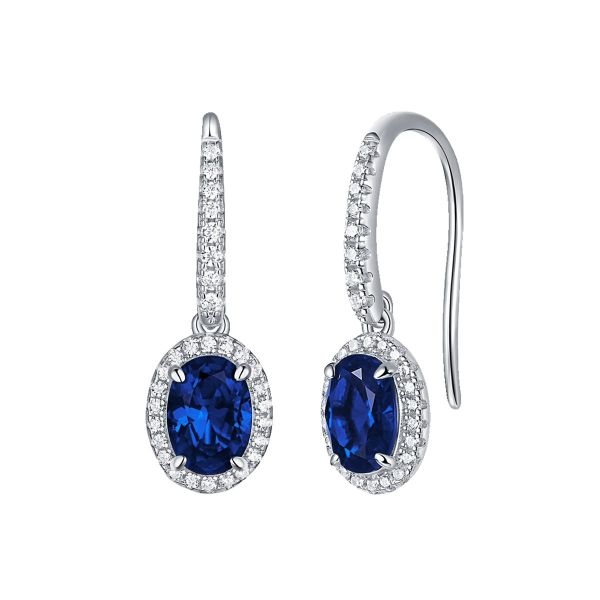XSE0101培育彩宝S925银镀白金耳环蛋形1.0ct