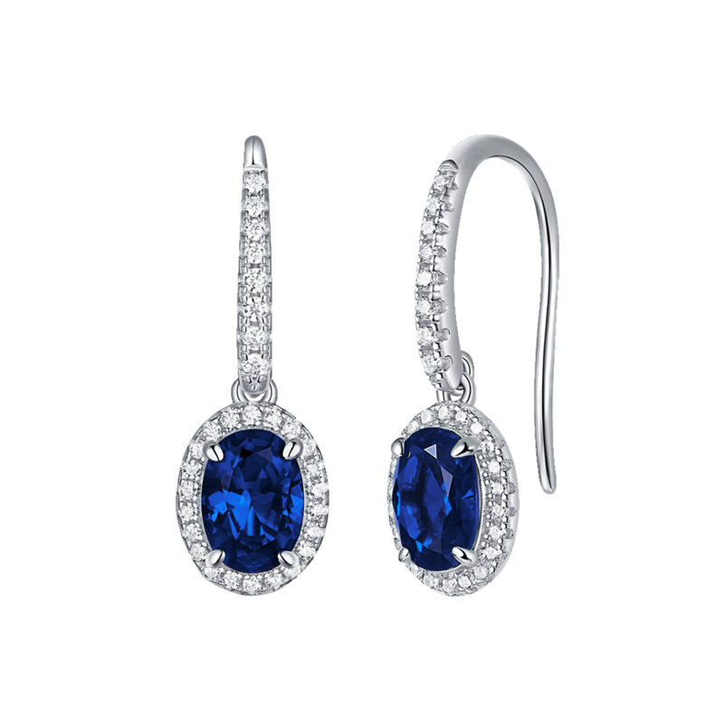 XSE0101培育彩宝S925银镀白金耳环蛋形1.0ct