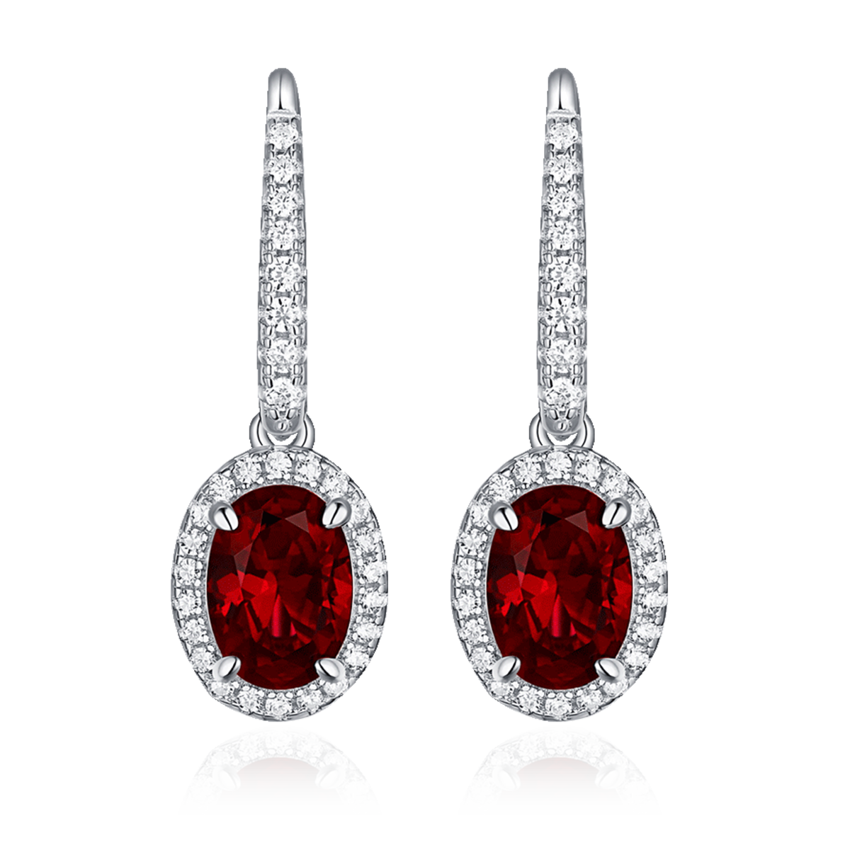 XSE0101培育彩宝S925银镀白金耳环蛋形1.0ct