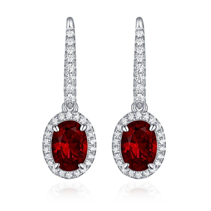 XSE0101培育彩宝S925银镀白金耳环蛋形1.0ct