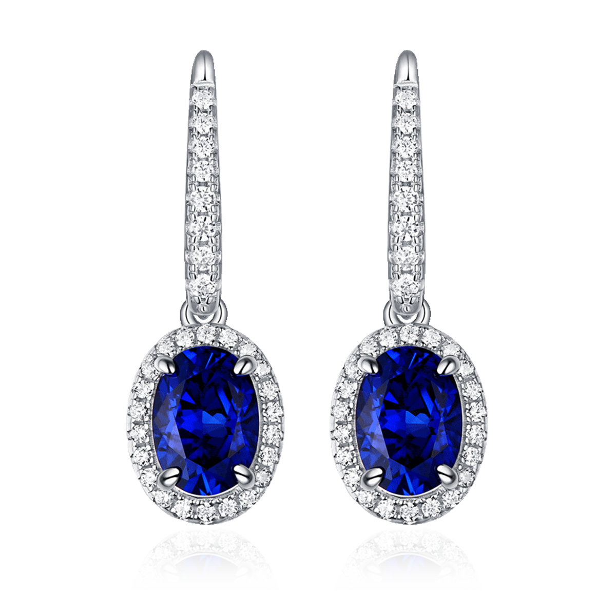 XSE0101培育彩宝S925银镀白金耳环蛋形1.0ct