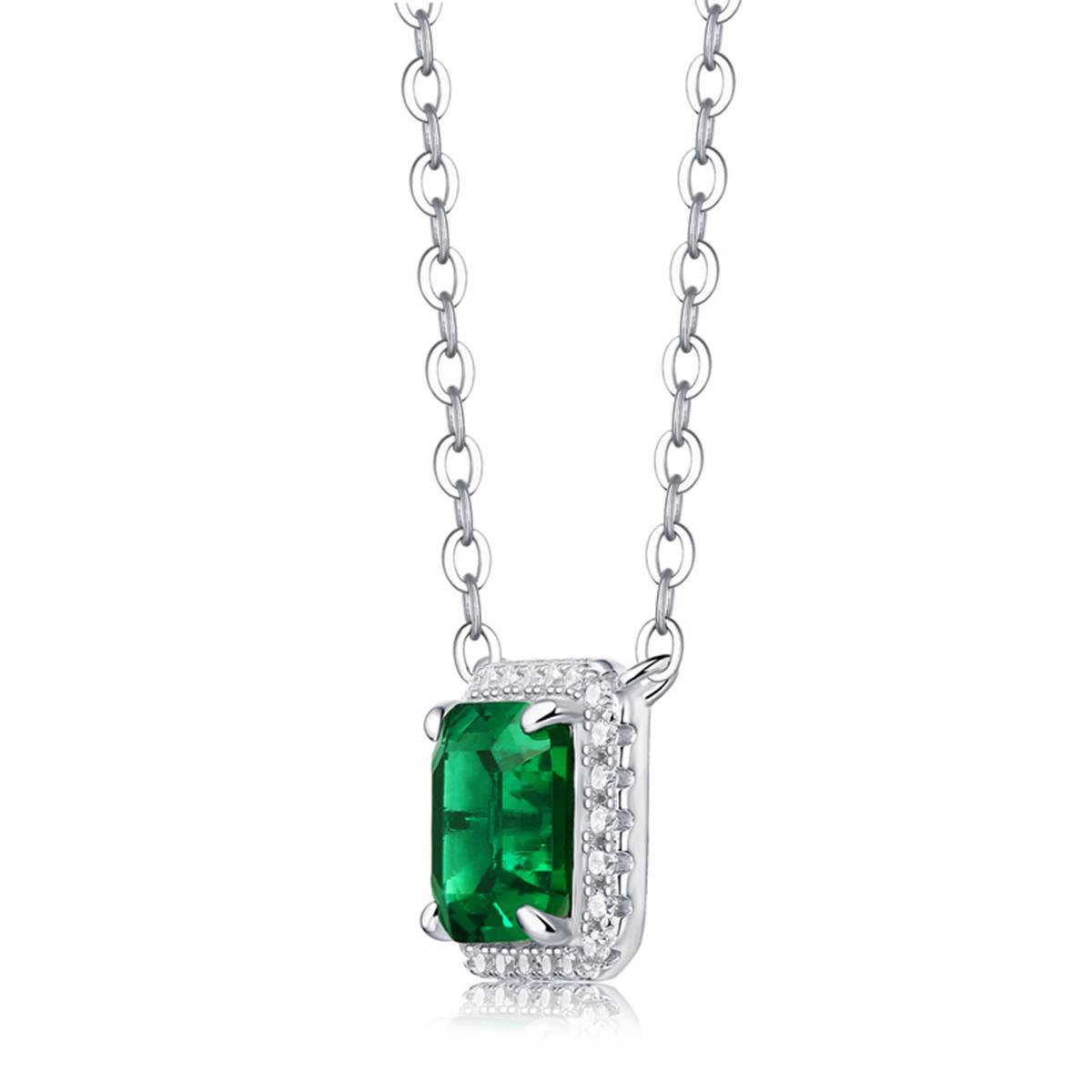 XSN0099培育彩宝S925银镀白金Necklace正方形1.5ct