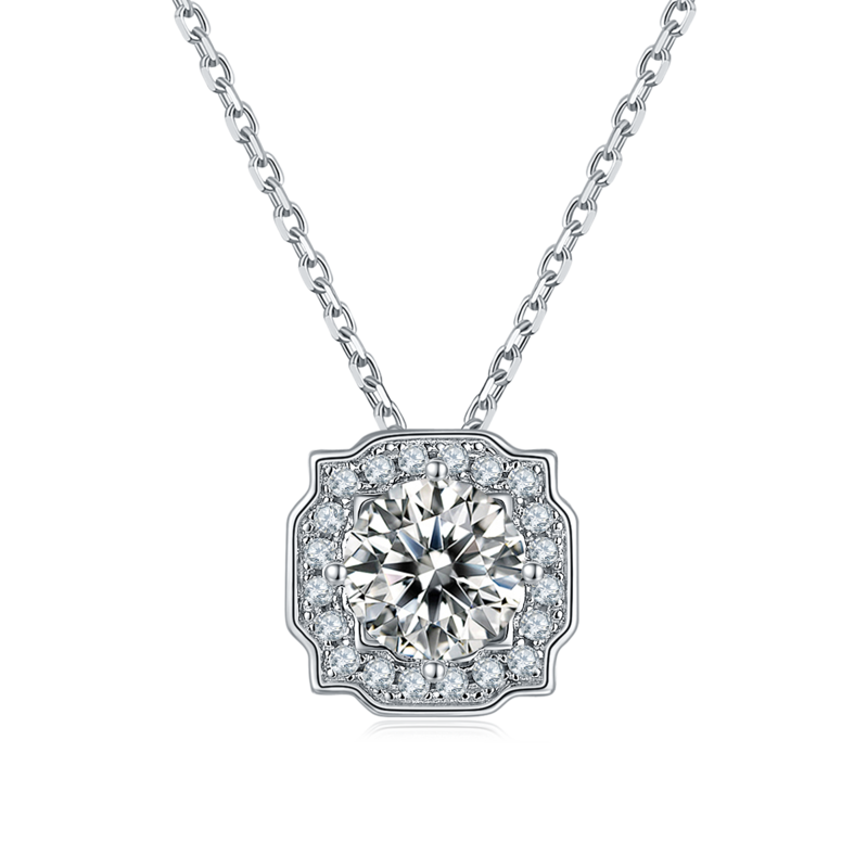 Classic海瑞S925银镀白金MoissanitePendantStud Earring套装