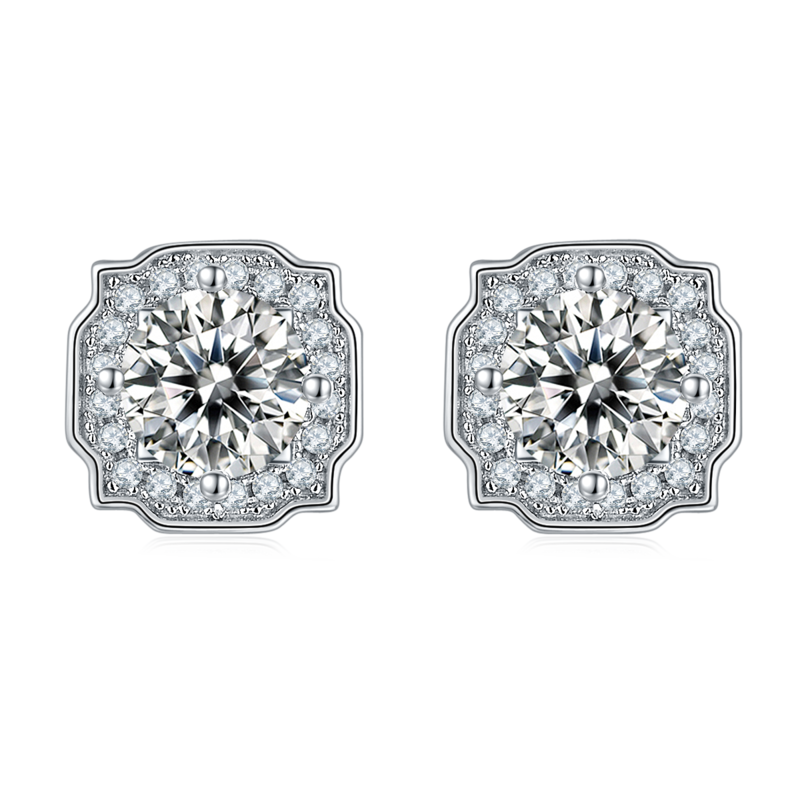 Classic海瑞S925银镀白金MoissanitePendantStud Earring套装