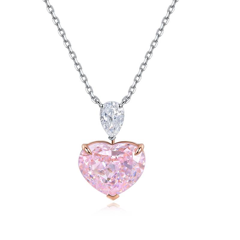 N031爱心高碳钻S925银镀白金Necklace3.0ct
