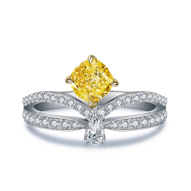 R92177皇冠高碳钻S925银镀白金Ring1.0ct