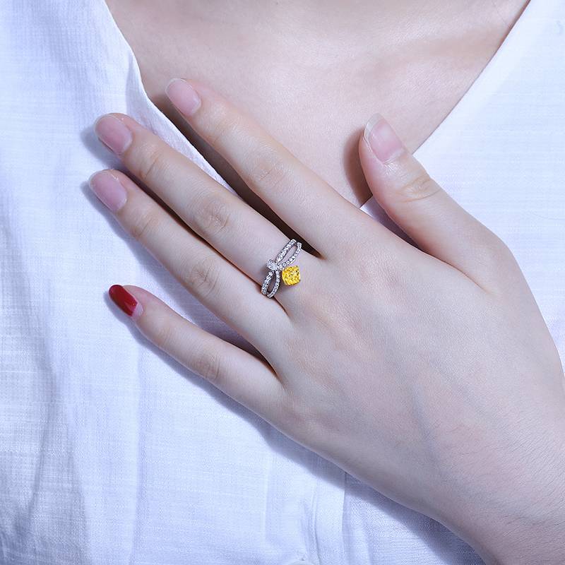 R92177皇冠高碳钻S925银镀白金Ring1.0ct
