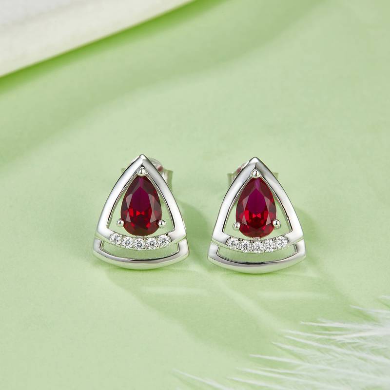 DSYE6款梨形合成彩宝S925银镀白金Stud Earring4*6mmMM