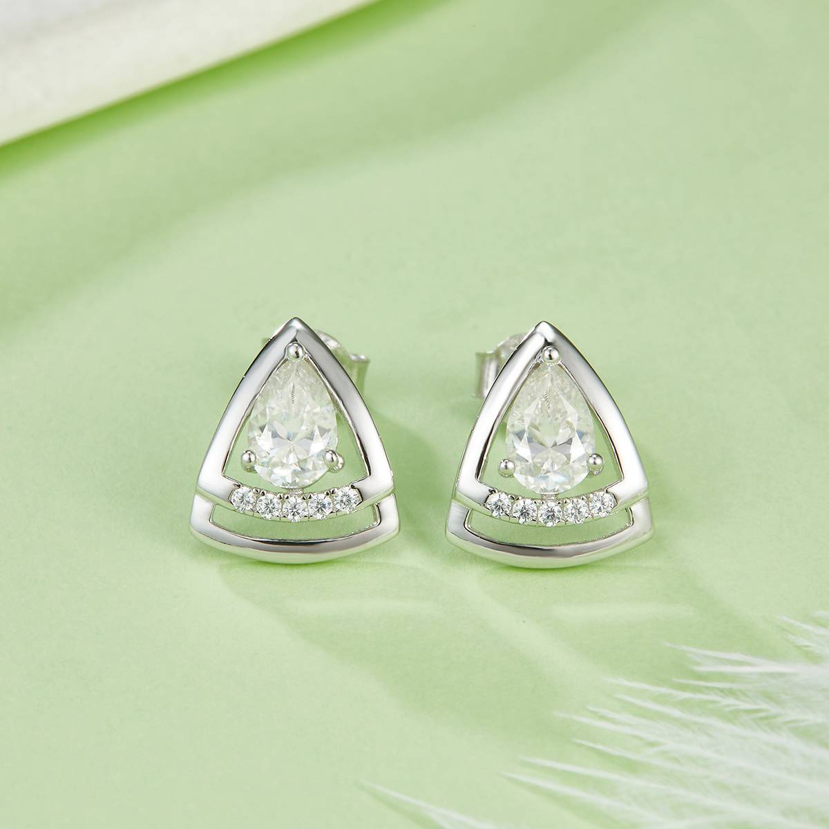 DSYE6款梨形合成彩宝S925银镀白金Stud Earring4*6mmMM