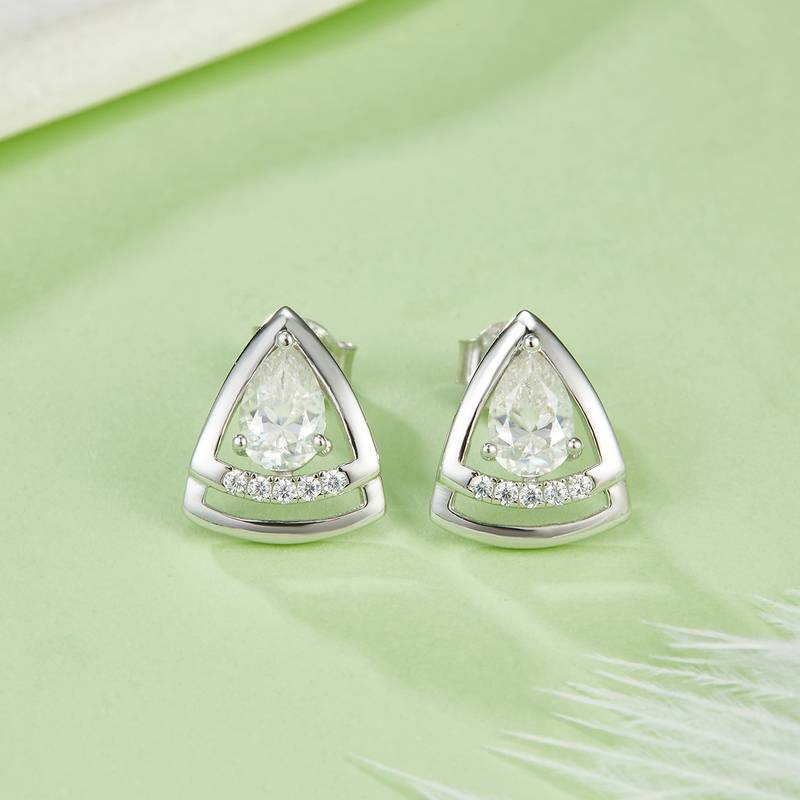DSYE6款梨形合成彩宝S925银镀白金Stud Earring4*6mmMM