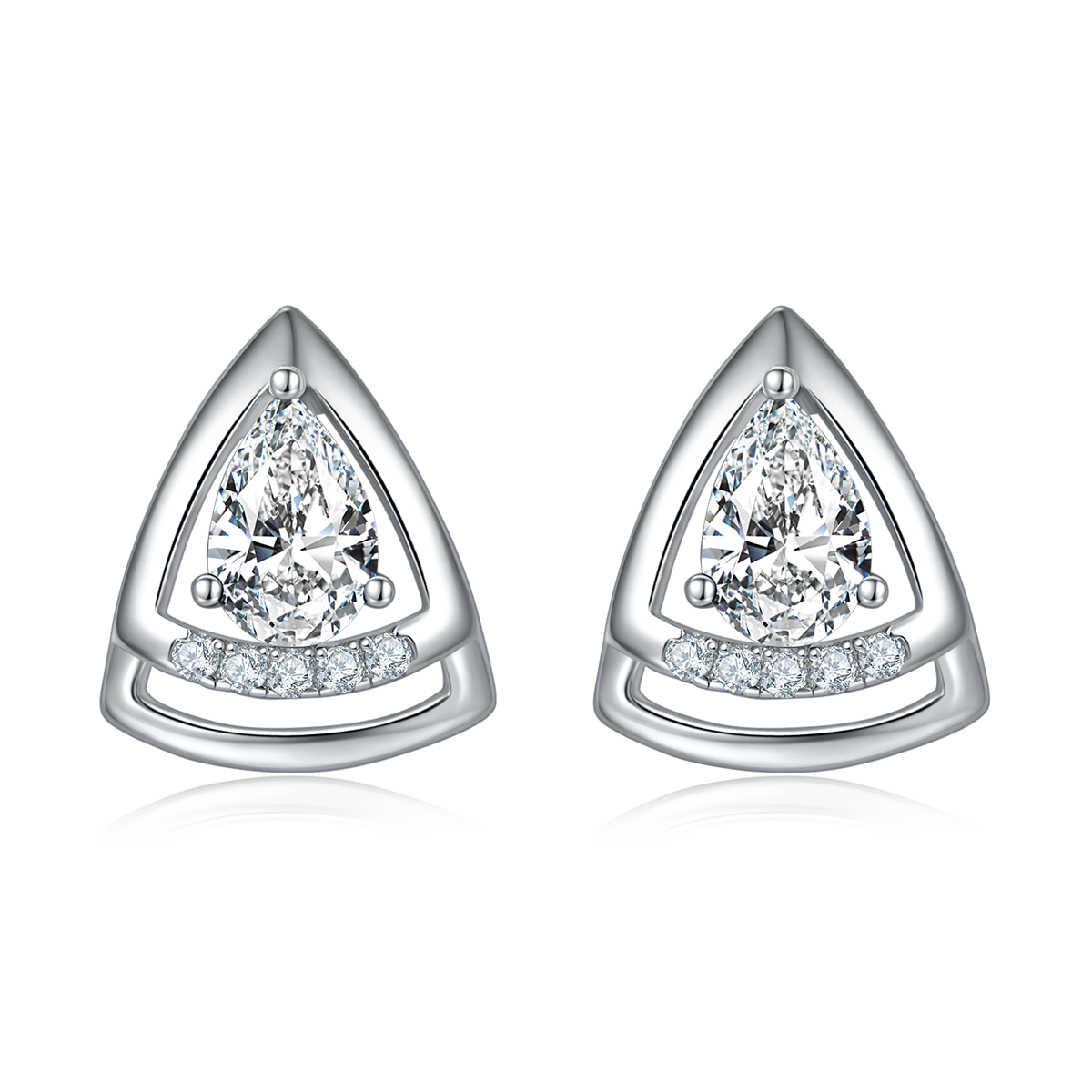 DSYE6款梨形合成彩宝S925银镀白金Stud Earring4*6mmMM