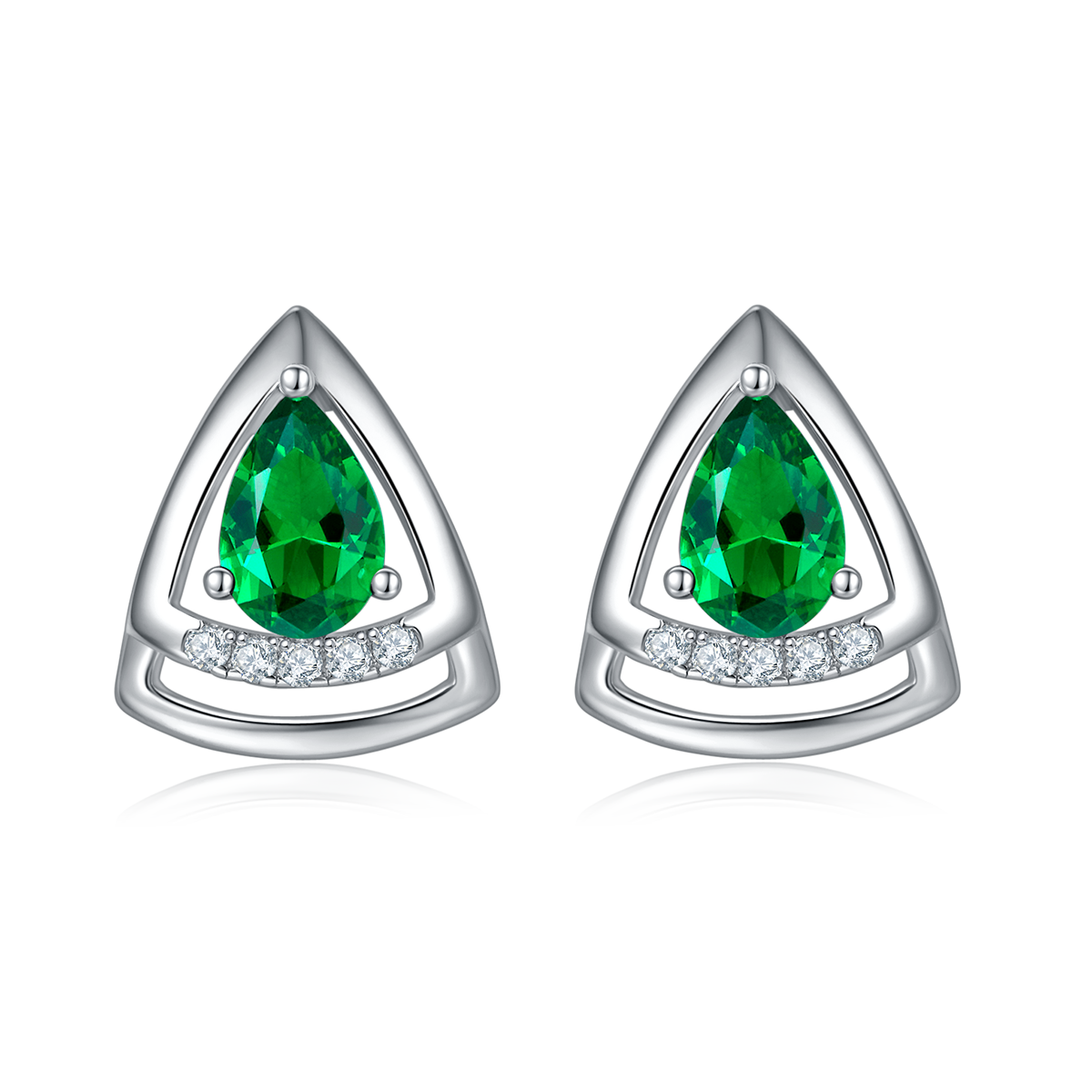 DSYE6款梨形合成彩宝S925银镀白金Stud Earring4*6mmMM