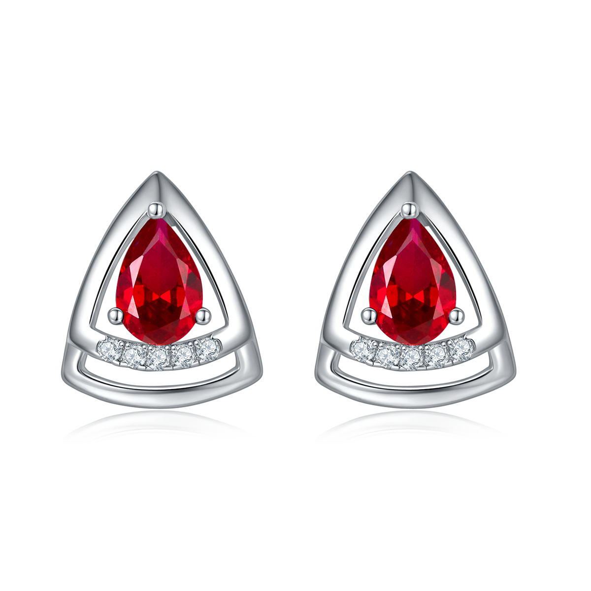 DSYE6款梨形合成彩宝S925银镀白金Stud Earring4*6mmMM