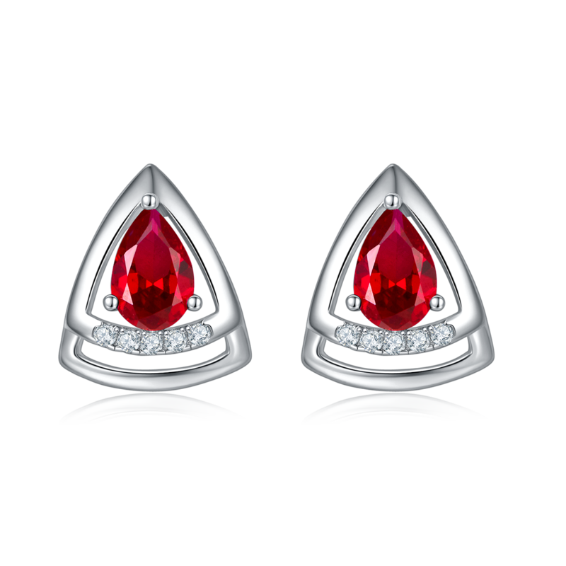 DSYE6款梨形合成彩宝S925银镀白金Stud Earring4*6mmMM