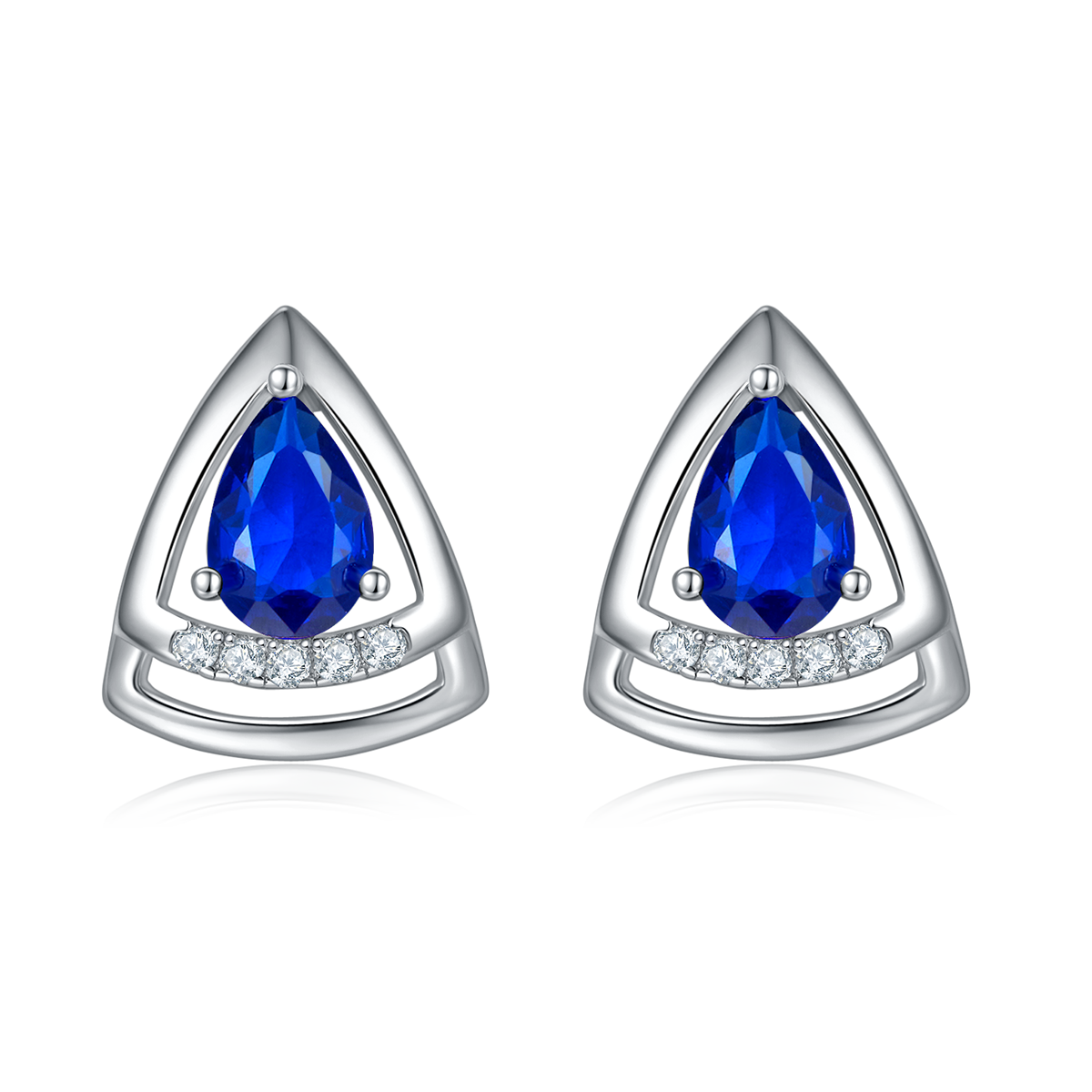 DSYE6款梨形合成彩宝S925银镀白金Stud Earring4*6mmMM