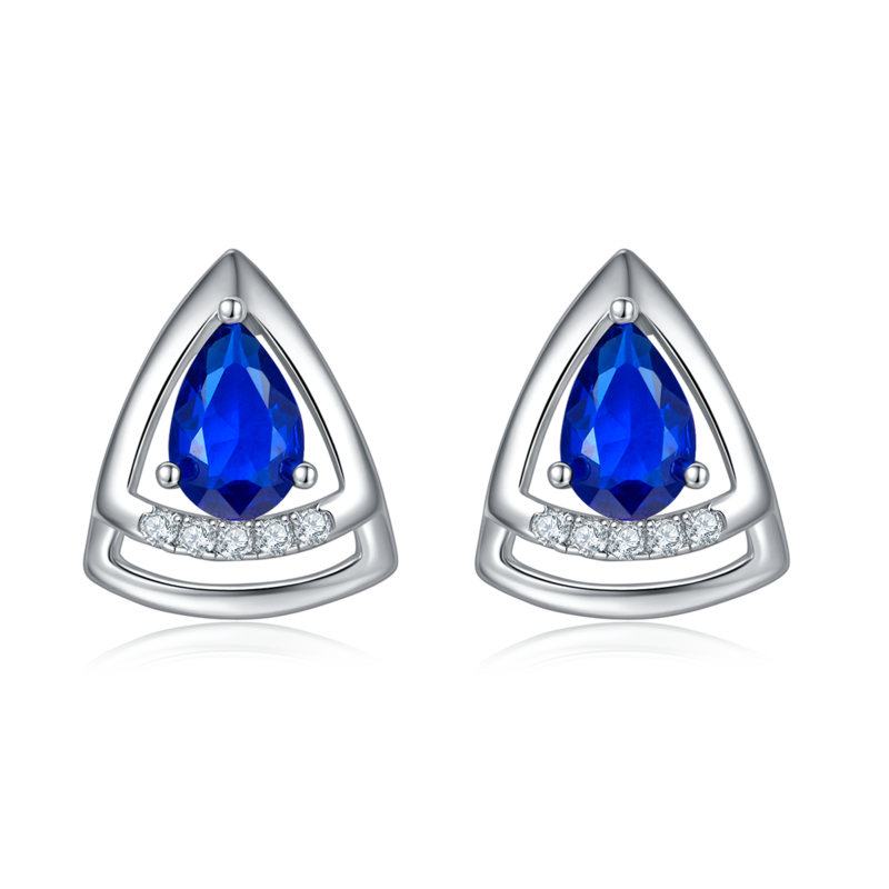DSYE6款梨形合成彩宝S925银镀白金Stud Earring4*6mmMM