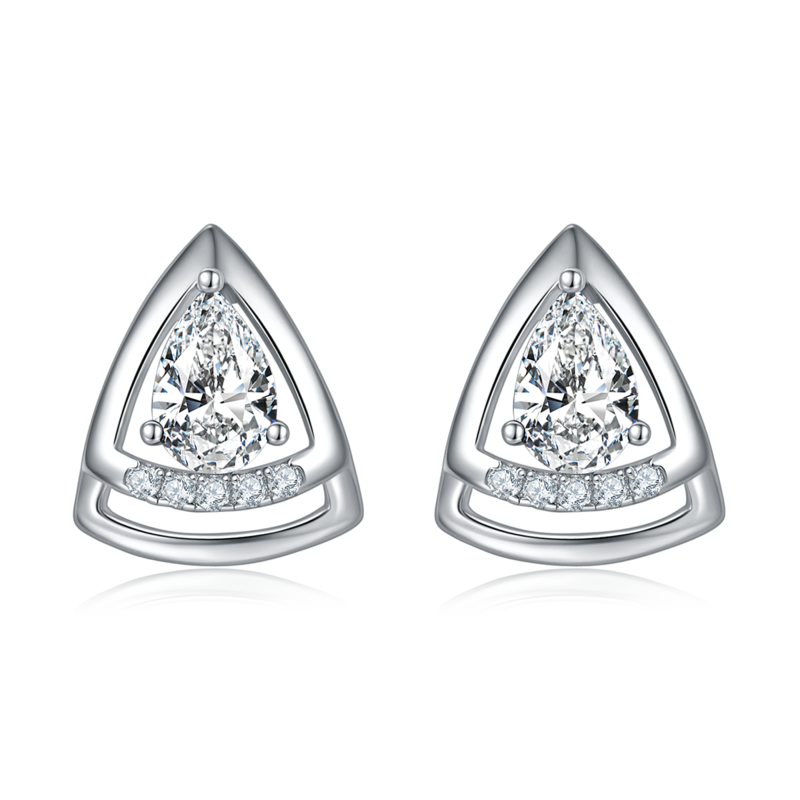 DSYE6款梨形合成彩宝S925银镀白金Stud Earring4*6mmMM