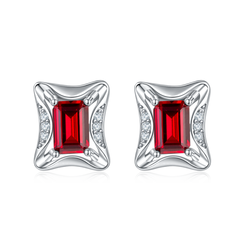DSYE9款长方合成彩宝S925银镀白金Stud Earring4*6mmMM