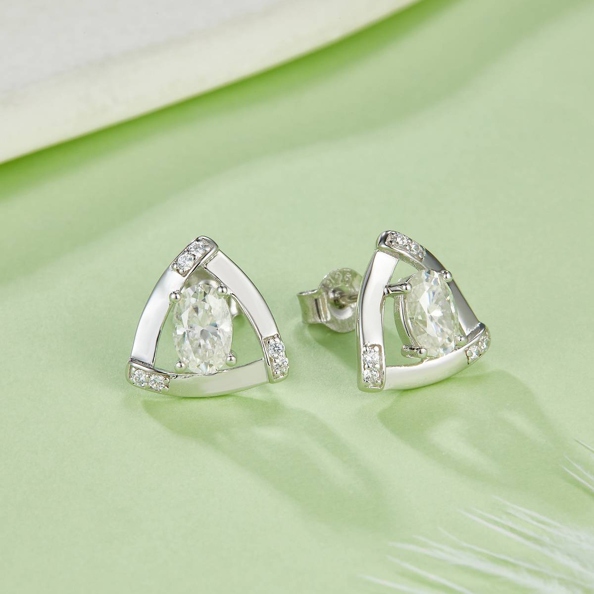 DSYE18款合成培育彩宝S925银镀白金Stud Earring4*6mmMM