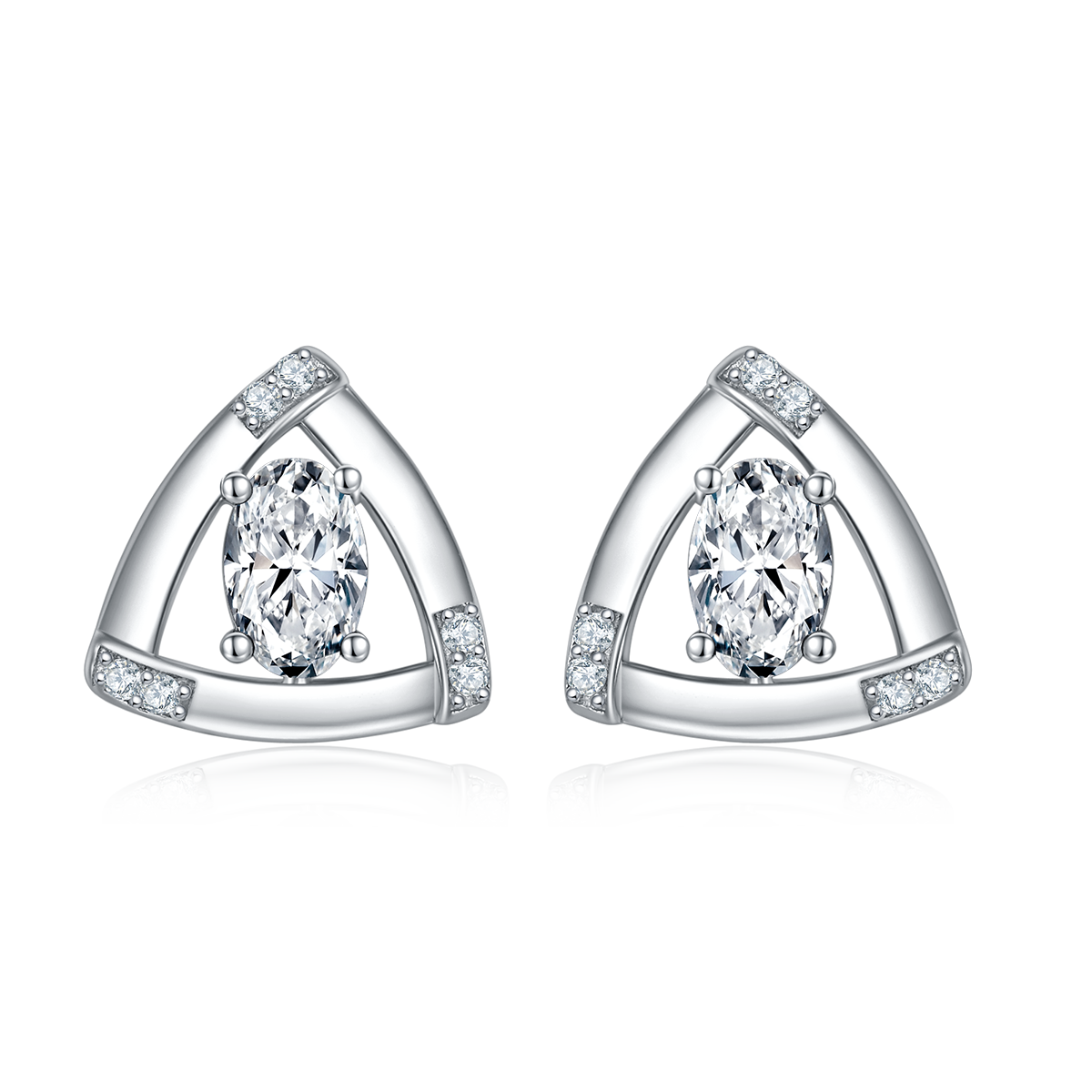 DSYE18款合成培育彩宝S925银镀白金Stud Earring4*6mmMM