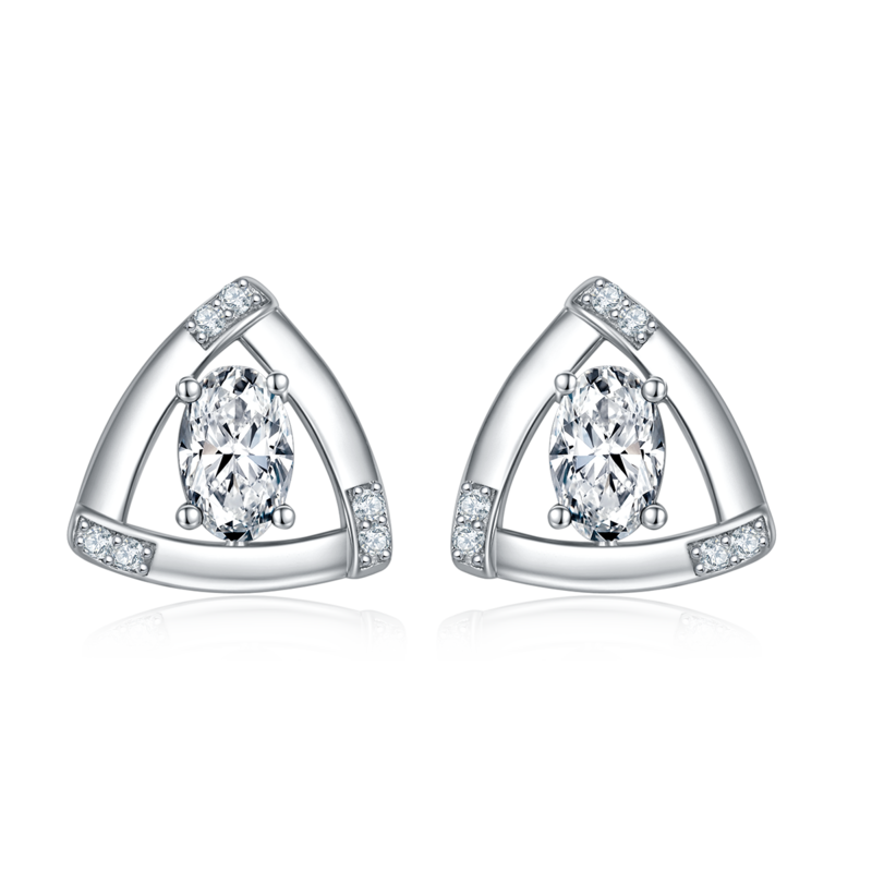 DSYE18款合成培育彩宝S925银镀白金Stud Earring4*6mmMM
