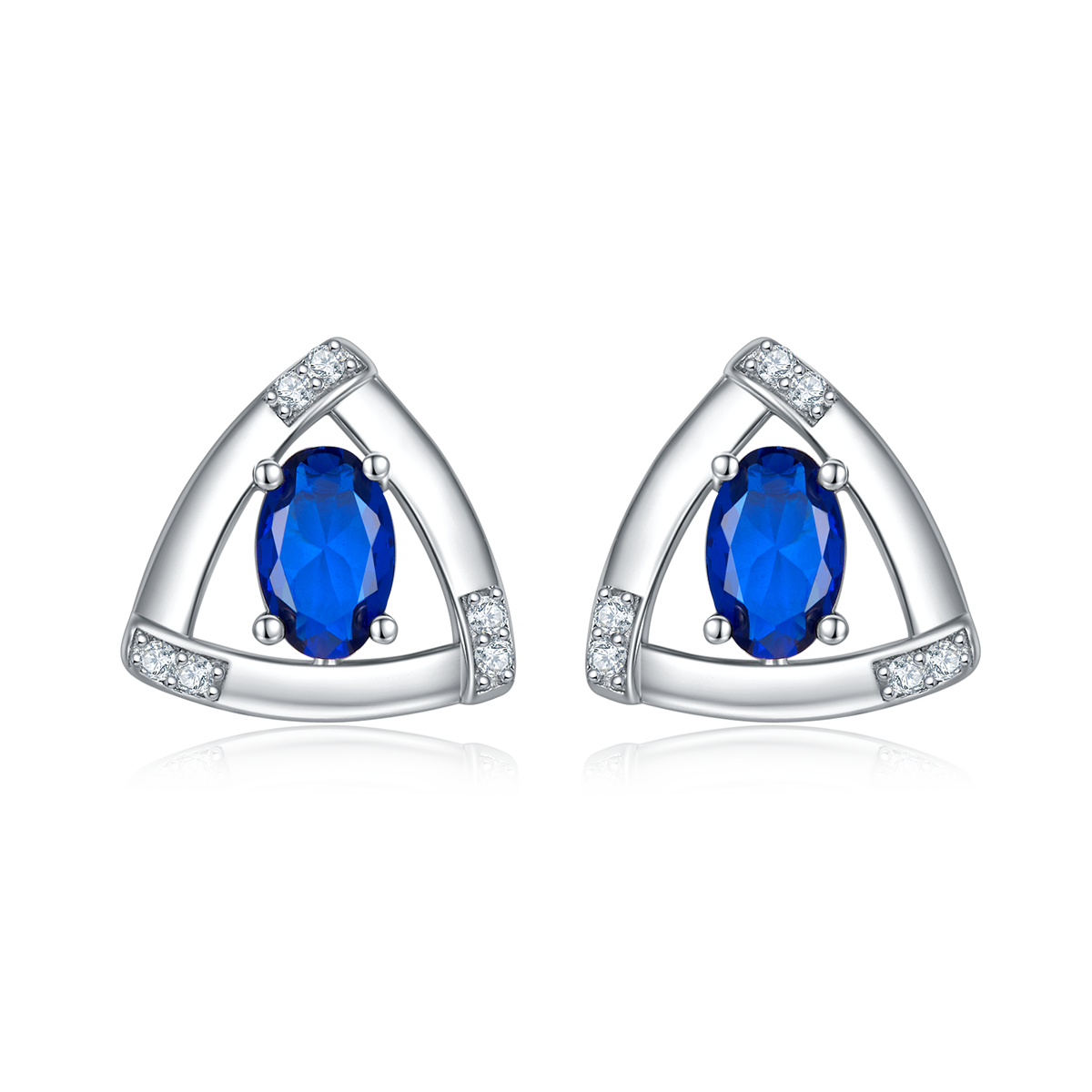 DSYE18款合成培育彩宝S925银镀白金Stud Earring4*6mmMM
