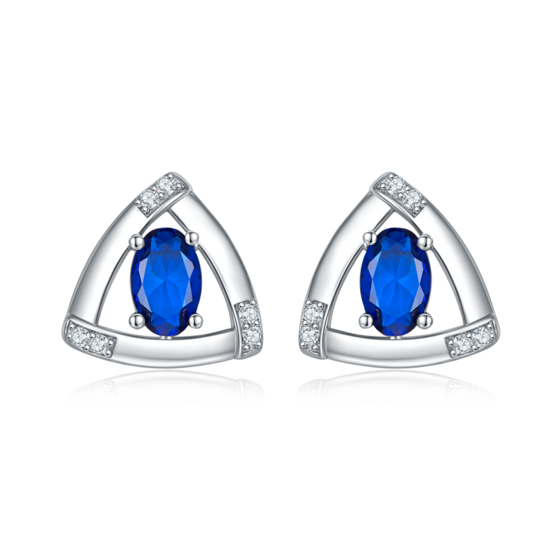 DSYE18款合成培育彩宝S925银镀白金Stud Earring4*6mmMM