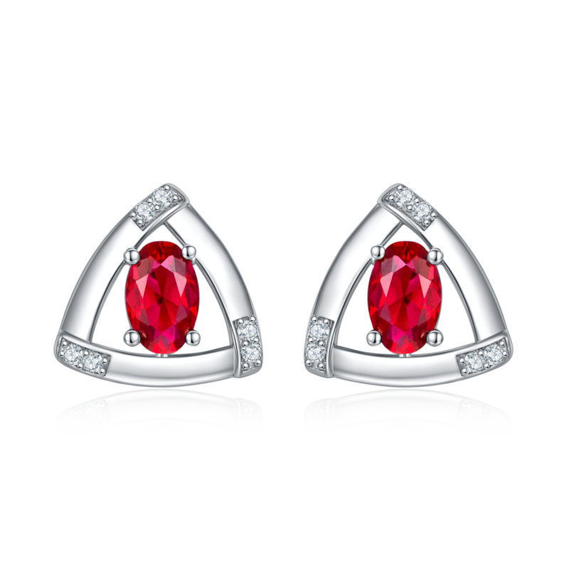 DSYE18款合成培育彩宝S925银镀白金Stud Earring4*6mmMM