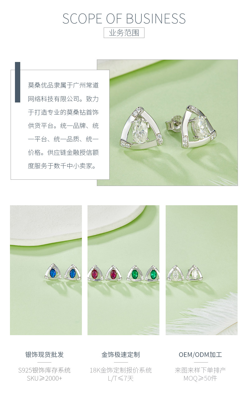 DSYE18款合成培育彩宝S925银镀白金耳钉4*6MM - 3
