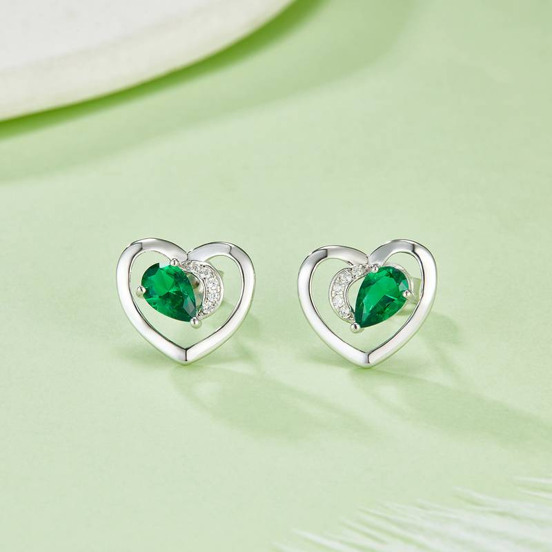 DSYE7款梨形合成彩宝S925银镀白金Stud Earring4*6mmMM
