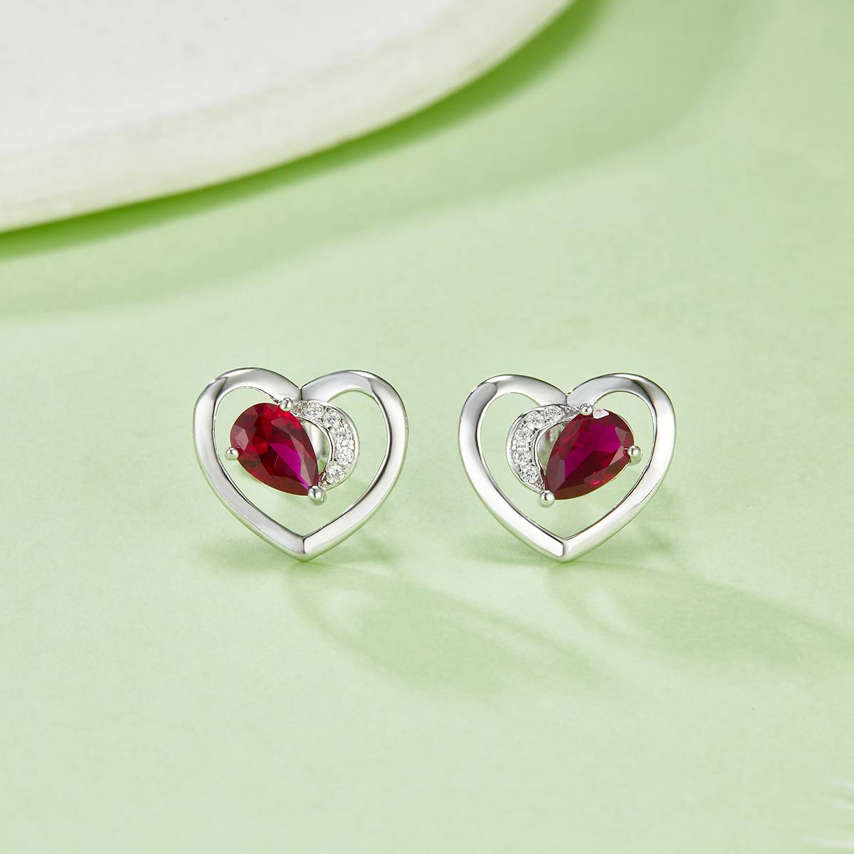 DSYE7款梨形合成彩宝S925银镀白金Stud Earring4*6mmMM