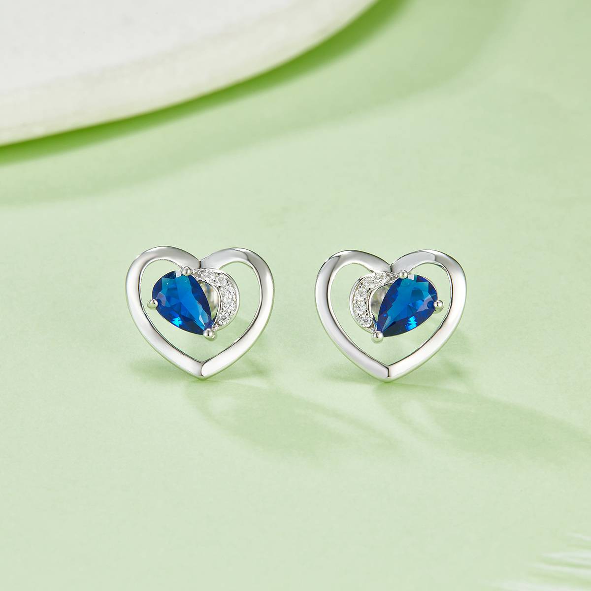 DSYE7款梨形合成彩宝S925银镀白金Stud Earring4*6mmMM