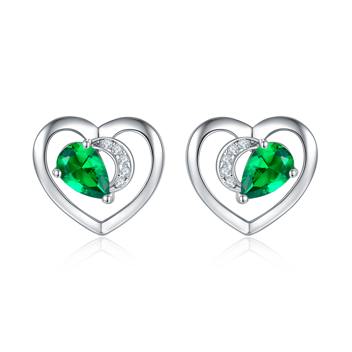 DSYE7款梨形合成彩宝S925银镀白金Stud Earring4*6mmMM