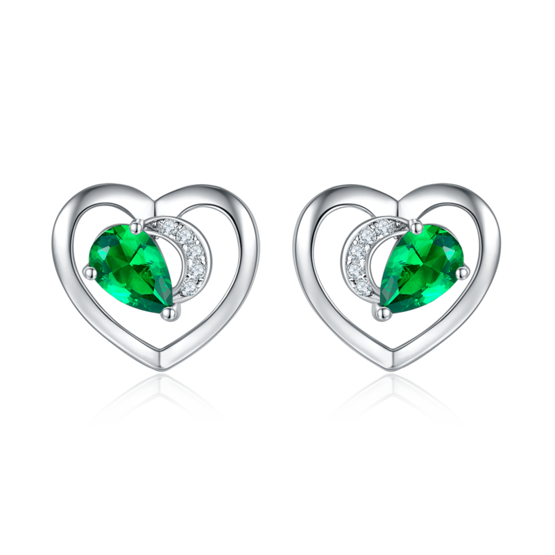 DSYE7款梨形合成彩宝S925银镀白金Stud Earring4*6mmMM