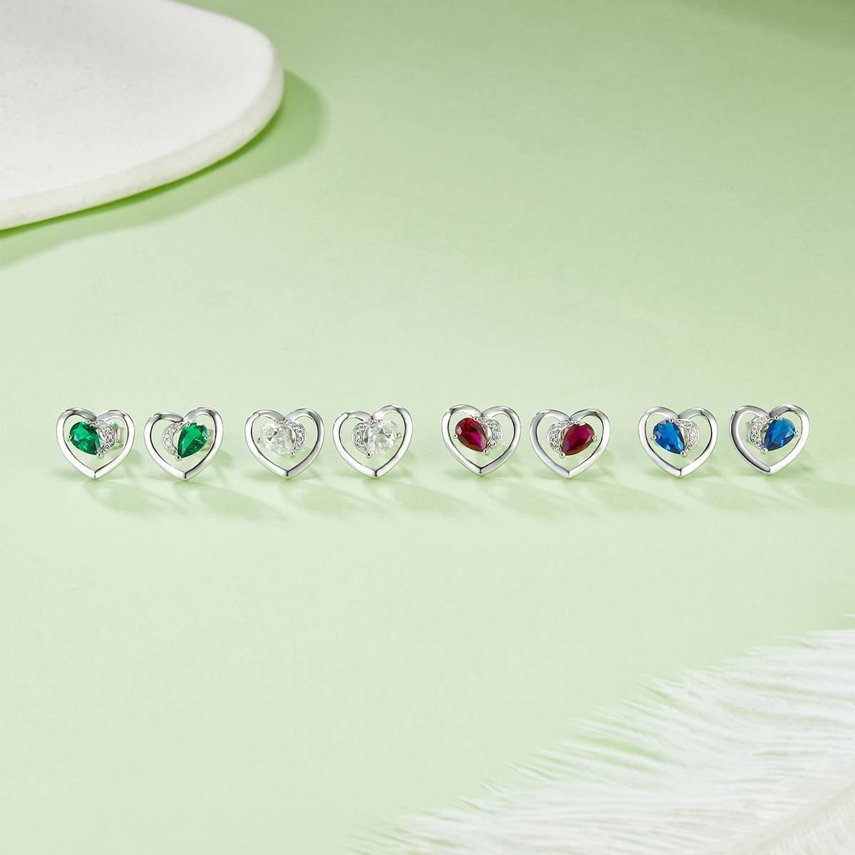 DSYE7款梨形合成彩宝S925银镀白金Stud Earring4*6mmMM