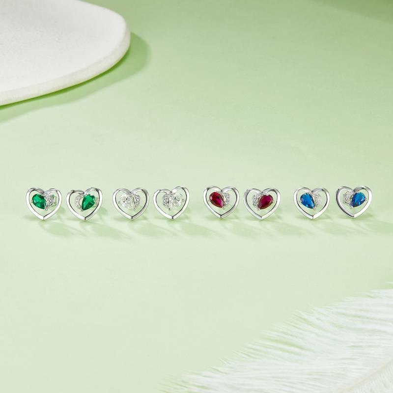 DSYE7款梨形合成彩宝S925银镀白金Stud Earring4*6mmMM