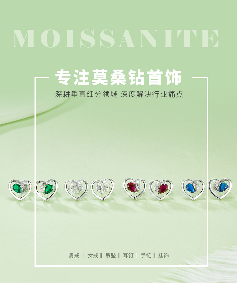 DSYE7款梨形合成彩宝S925银镀白金耳钉4*6MM - 1