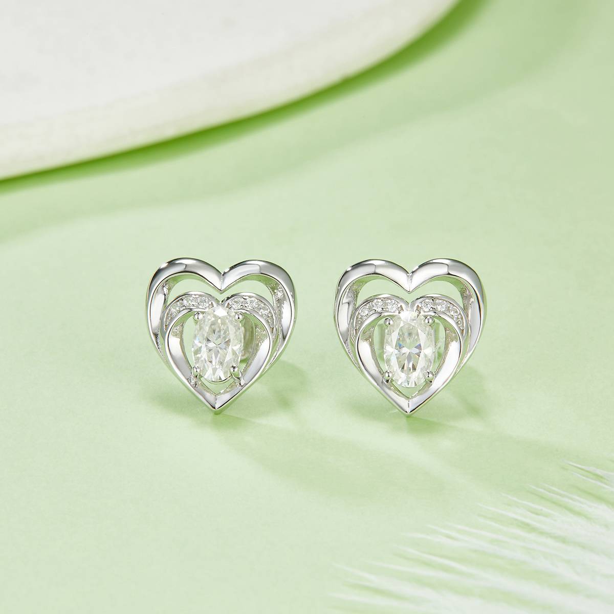 DSYE5款蛋形合成彩宝S925银镀白金Stud Earring4*6mmMM