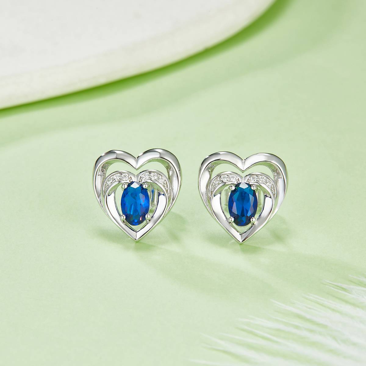 DSYE5款蛋形合成彩宝S925银镀白金Stud Earring4*6mmMM