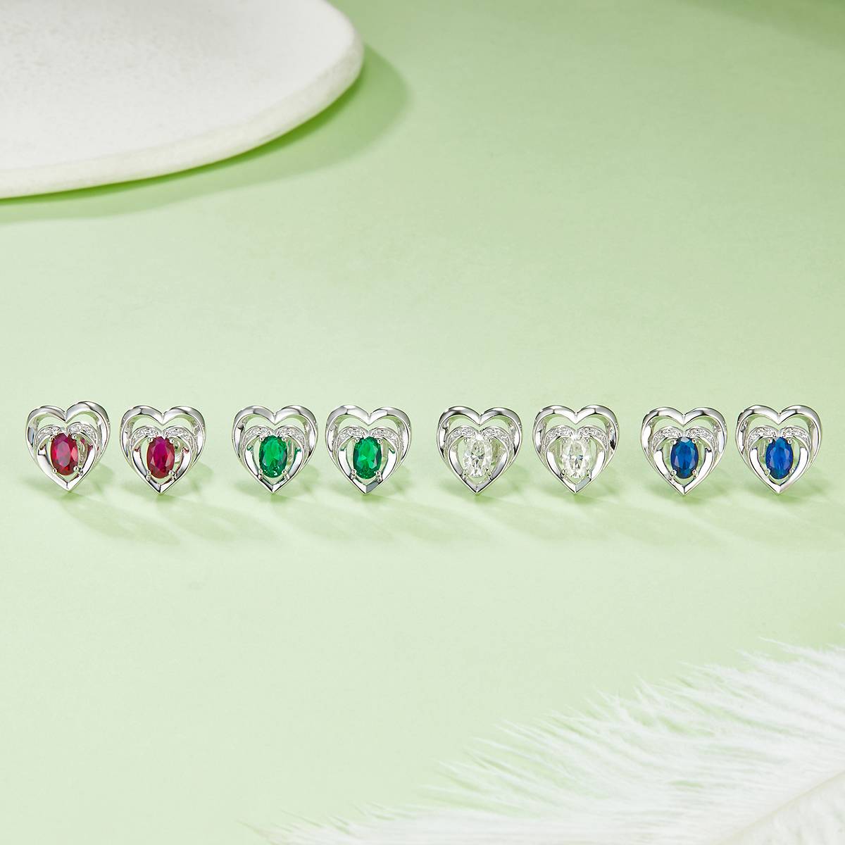 DSYE5款蛋形合成彩宝S925银镀白金Stud Earring4*6mmMM