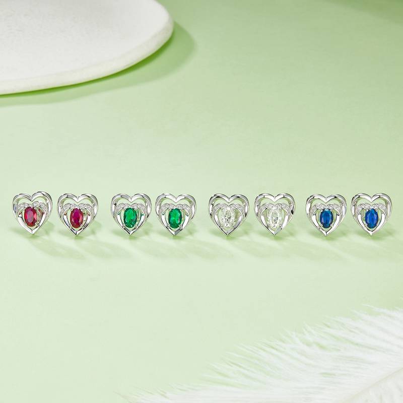 DSYE5款蛋形合成彩宝S925银镀白金Stud Earring4*6mmMM