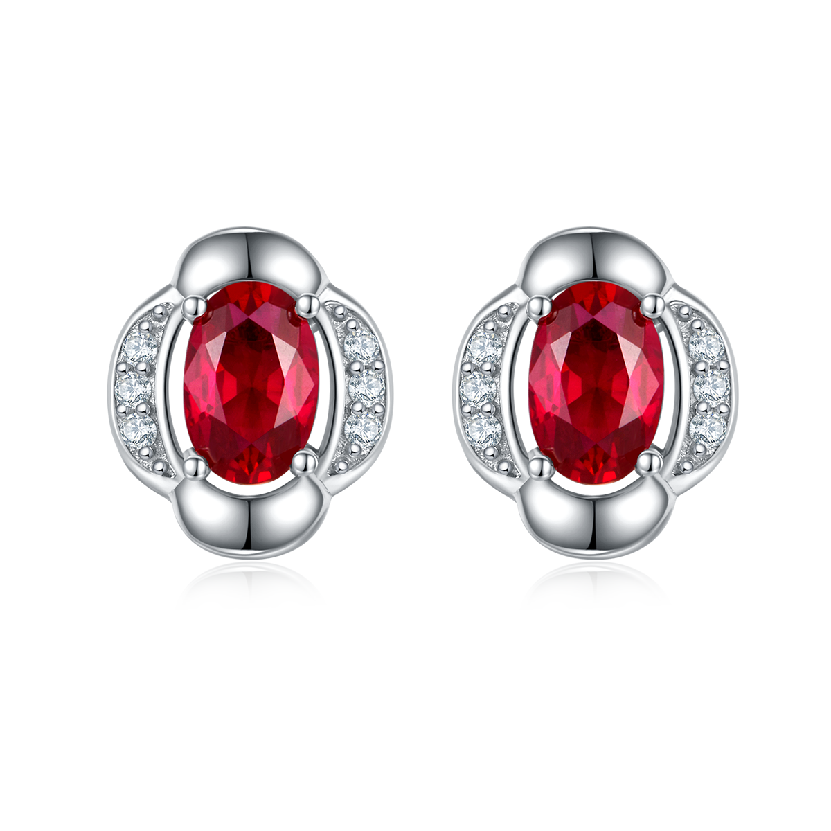 DSYE8款蛋形合成彩宝S925银镀白金Stud Earring4*6mmMM