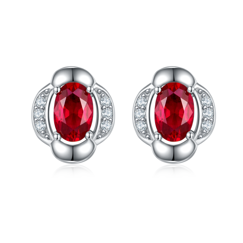 DSYE8款蛋形合成彩宝S925银镀白金Stud Earring4*6mmMM