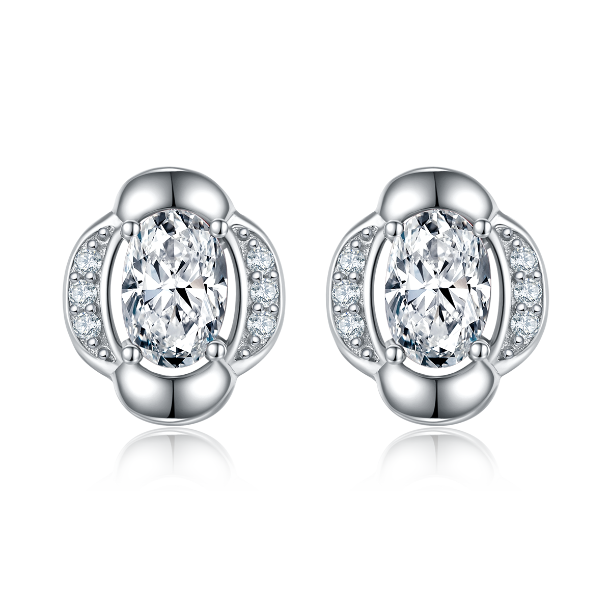 DSYE8款蛋形合成彩宝S925银镀白金Stud Earring4*6mmMM