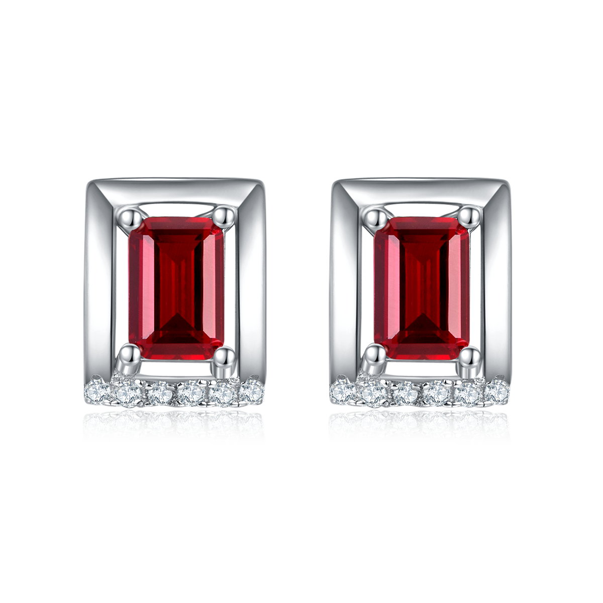 DSYE11款长方形合成彩宝S925银镀白金Stud Earring4*6mmMM