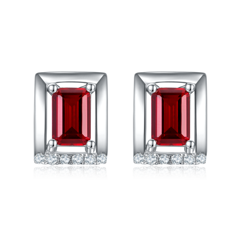 DSYE11款长方形合成彩宝S925银镀白金Stud Earring4*6mmMM
