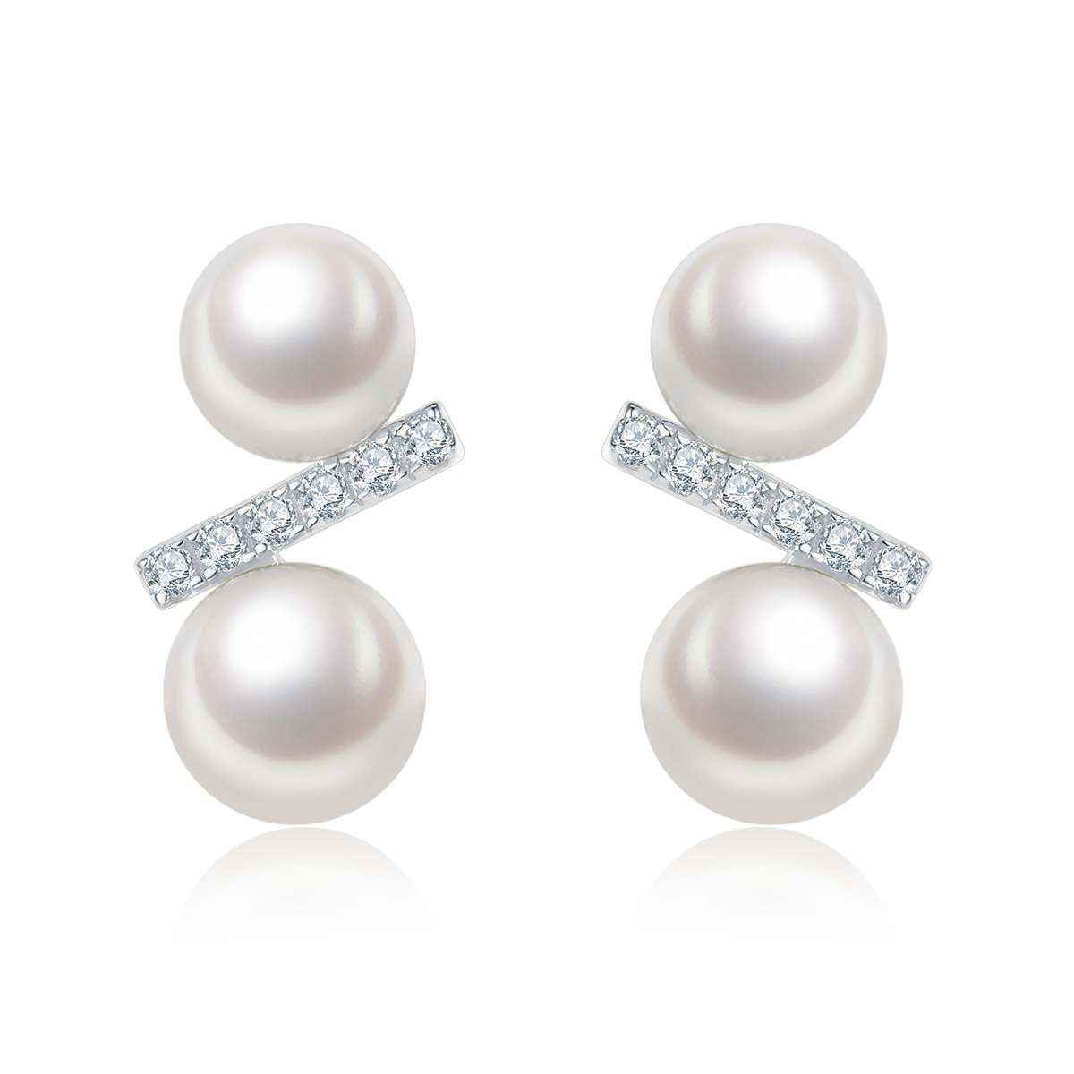 DSYE16款S925银镀白金Stud Earring淡水珍珠6.0MM